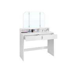 Tualetinis staliukas su sulankstomu veidrodžiu ir 2 stalčiais, baltas kaina ir informacija | Kosmetiniai staliukai | pigu.lt