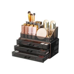 Органайзер для макияжа с 3 ящиками, черный цена и информация | Косметички, косметические зеркала | pigu.lt