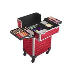 Kosmetikos lagaminas ant ratukų, raudonos spalvos kaina ir informacija | Kosmetinės, veidrodėliai | pigu.lt