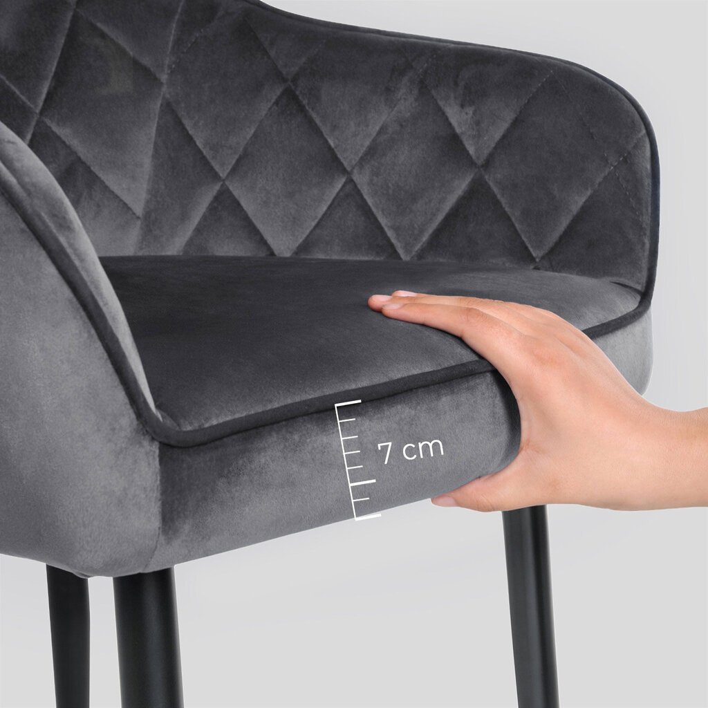 Valgomojo kėdžių rinkinys Velvet, pilkos kaina ir informacija | Virtuvės ir valgomojo kėdės | pigu.lt
