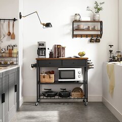 Кухонный шкаф на колесиках 119 х 45 х 91 см., коричневый/черный цена и информация | Кухонные шкафчики | pigu.lt