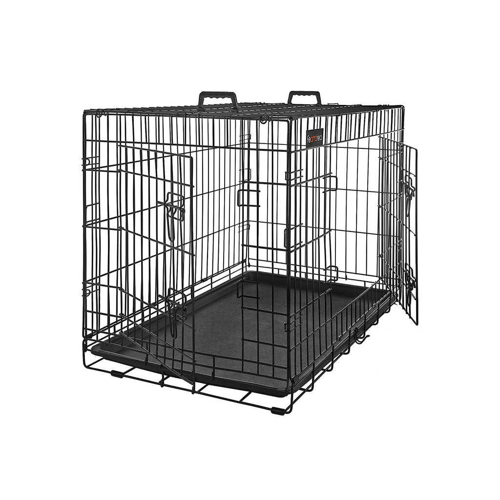 Metalinis dvejų durų narvas šuniui, 122 x 74,5 x 80.5 cm, juodos spalvos цена и информация | Transportavimo narvai, krepšiai | pigu.lt