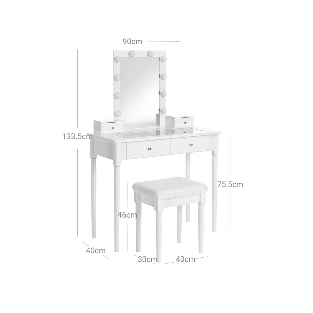 tualetinis staliukas, baltas RDT172W01 kaina ir informacija | Kosmetiniai staliukai | pigu.lt