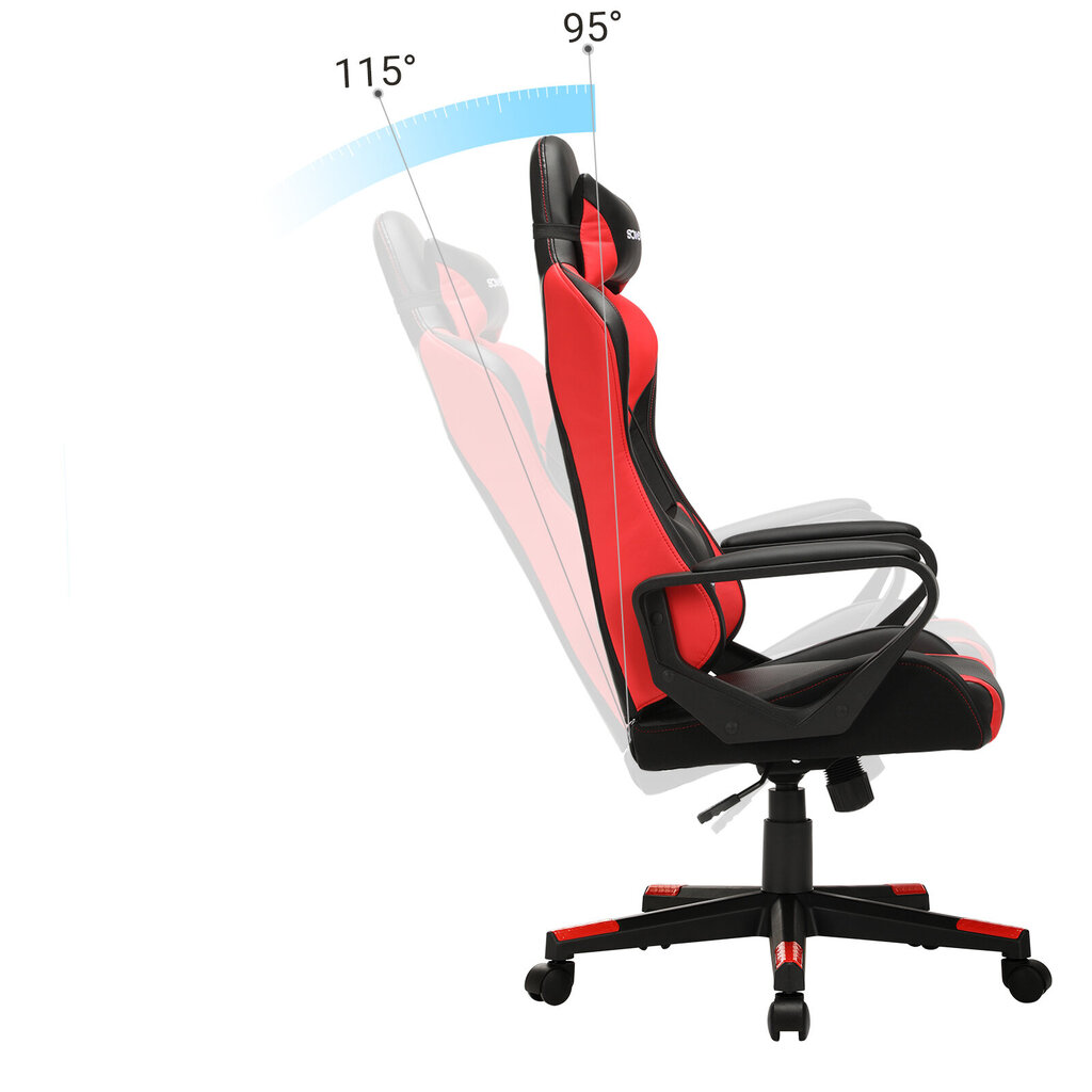 Žaidimų kėdė, juodai-raudona kaina ir informacija | Biuro kėdės | pigu.lt