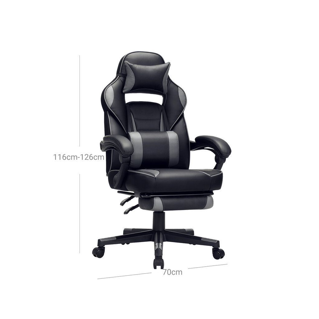 Žaidimų kėdė OBG073B03, juoda/pilka kaina ir informacija | Biuro kėdės | pigu.lt