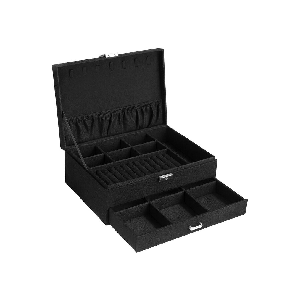 Papuošalų dėžutė su užraktu JBC156B01, juodos spalvos kaina ir informacija | Interjero detalės | pigu.lt