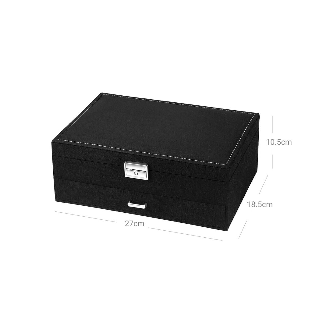 Papuošalų dėžutė su užraktu JBC156B01, juodos spalvos цена и информация | Interjero detalės | pigu.lt