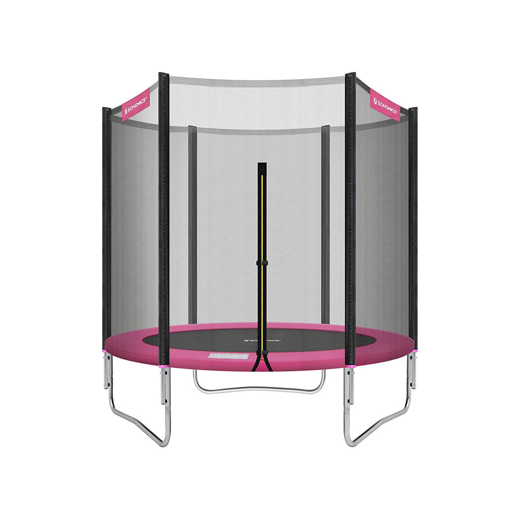 Batutas Songmics Ø 183 cm. su apsauginiu tinkleliu, kopėčiomis ir paminkštintais stulpais, rožinės spalvos kaina ir informacija | Batutai | pigu.lt