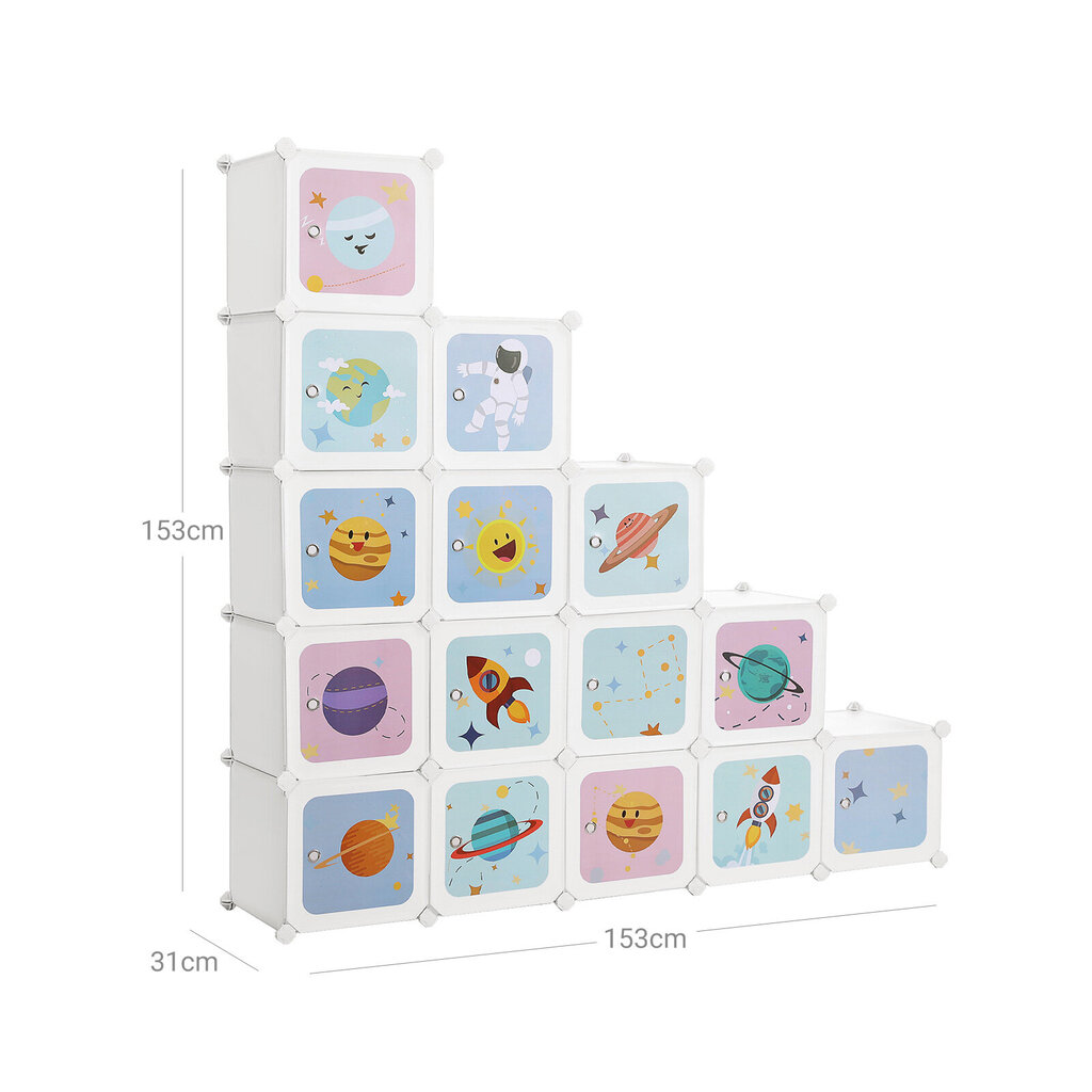Vaikiška plastikinė modulinė spinta, 123x31x123cm, balta kaina ir informacija | Vaikiškos spintos | pigu.lt