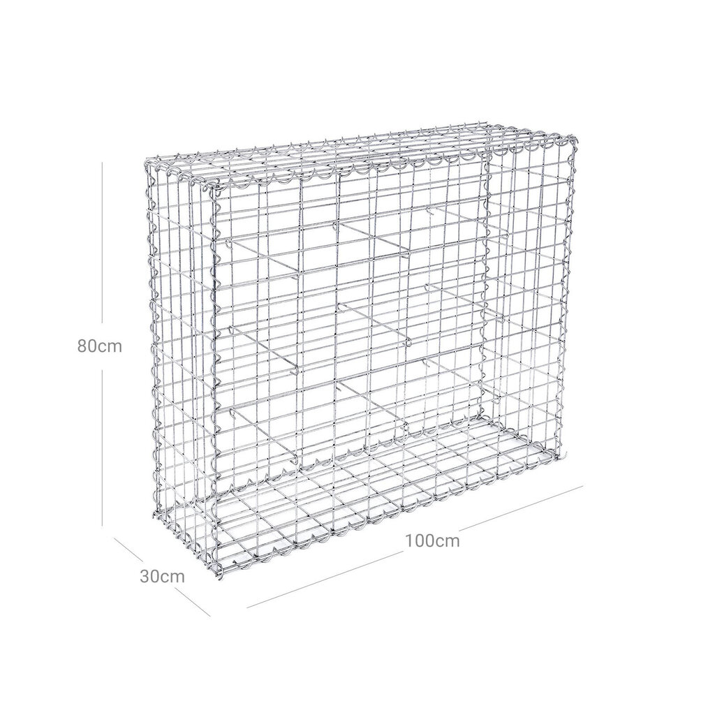 Gabionas GGB183, 100x80x30 cm цена и информация | Tvoros ir jų priedai | pigu.lt