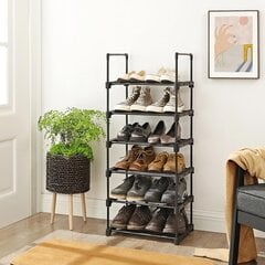Metalinė batų lentyna 6 skyriai, juodos spalvos kaina ir informacija | Batų spintelės, lentynos ir suolai | pigu.lt