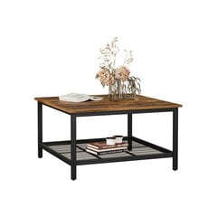 Kvadratinis kavos staliukas, 80 x 80 x 45 cm, ruda/juoda kaina ir informacija | Kavos staliukai | pigu.lt