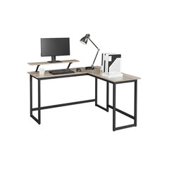 Г-образный компьютерный стол серый черный цена и информация | Компьютерные, письменные столы | pigu.lt