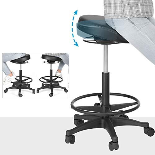 Biuro taburetė 59,5-81 cm, juoda kaina ir informacija | Biuro kėdės | pigu.lt