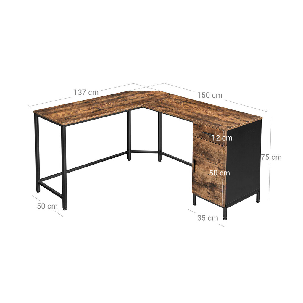 Biuro stalas su spintele LWD74X kaina ir informacija | Kompiuteriniai, rašomieji stalai | pigu.lt