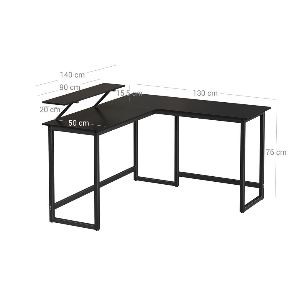 L formos kompiuterio stalas Vasagle, juodas kaina ir informacija | Kompiuteriniai, rašomieji stalai | pigu.lt