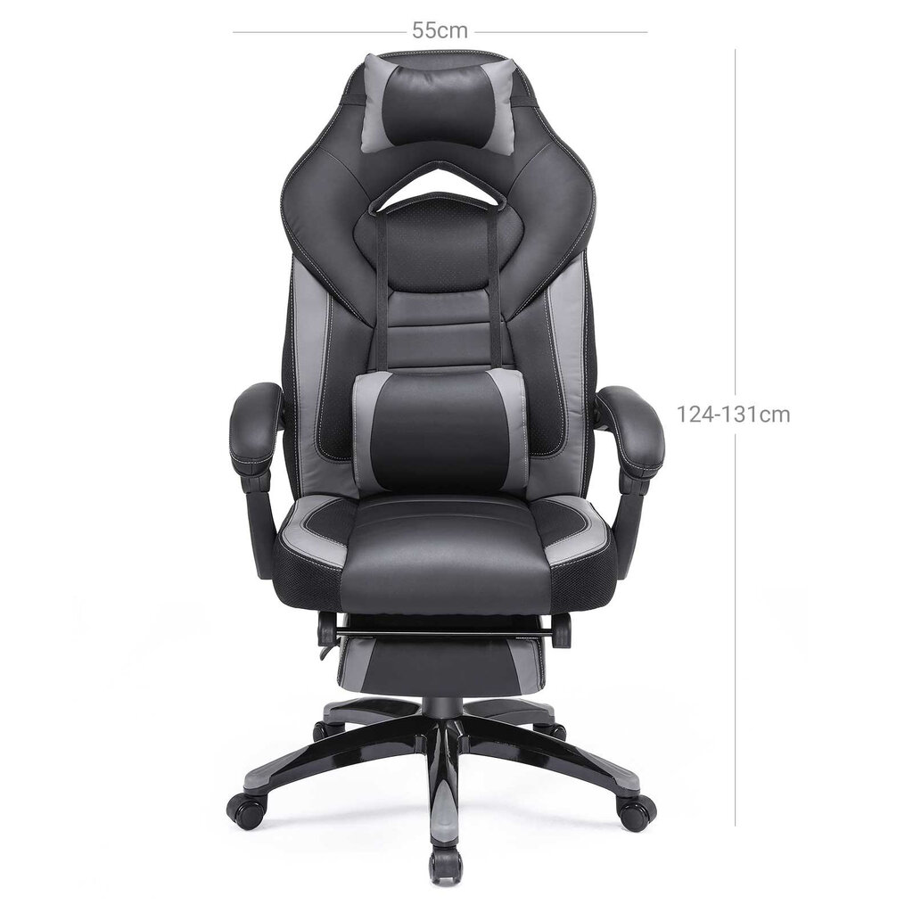 Žaidimų kėdė OBG77BG, juoda/pilka kaina ir informacija | Biuro kėdės | pigu.lt