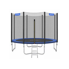 Batutas Songmics Ø 366 cm. su apsauginiu tinkleliu, kopėčiomis ir paminkštintais stulpais, mėlynos spalvos kaina ir informacija | Batutai | pigu.lt