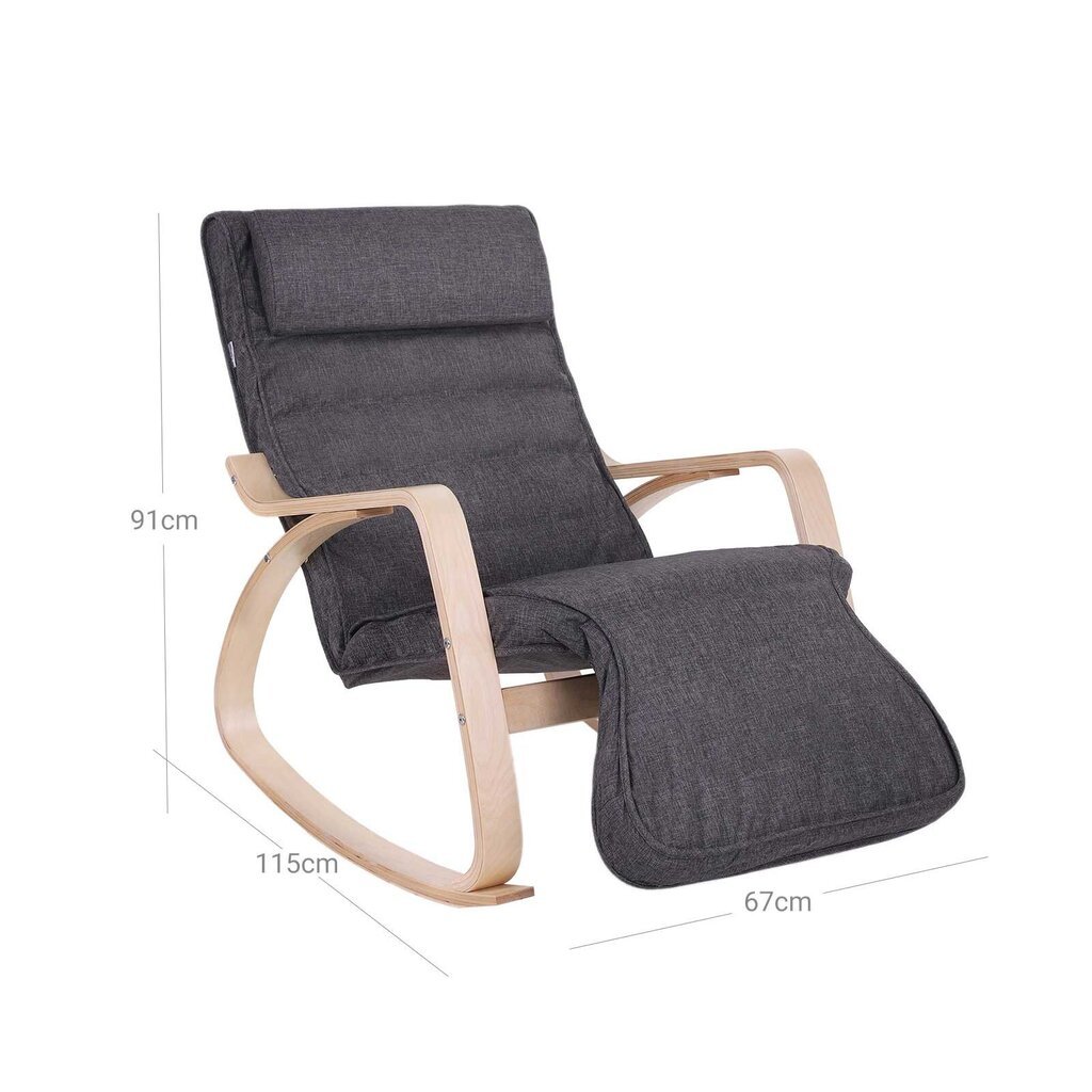 Supama kėdė su reguliuojama kojų atrama LYY42GYZ, tamsiai pilka kaina ir informacija | Svetainės foteliai | pigu.lt