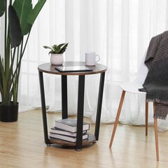 Apvalus šoninis staliukas LET57X, rudos/juodos spalvos kaina ir informacija | Kavos staliukai | pigu.lt