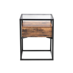 Stiklinis šoninis staliukas LET04BX, rudas/juodas kaina ir informacija | Kavos staliukai | pigu.lt