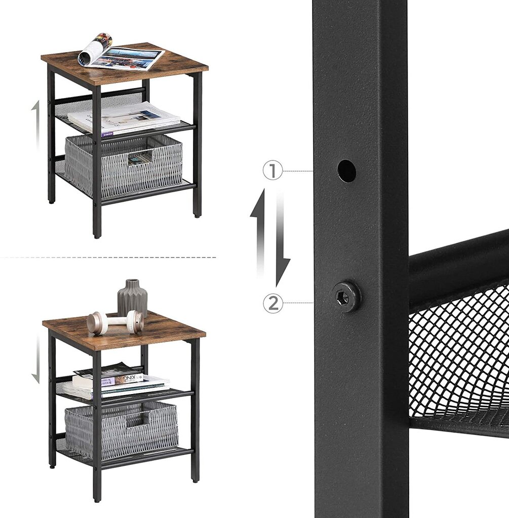 Naktinių staliukų rinkinys LET24X, 2 dalių, rudos/juodos spalvos kaina ir informacija | Spintelės prie lovos | pigu.lt