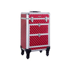 Kosmetikos lagaminas ant ratukų, raudonos spalvos kaina ir informacija | Kosmetinės, veidrodėliai | pigu.lt