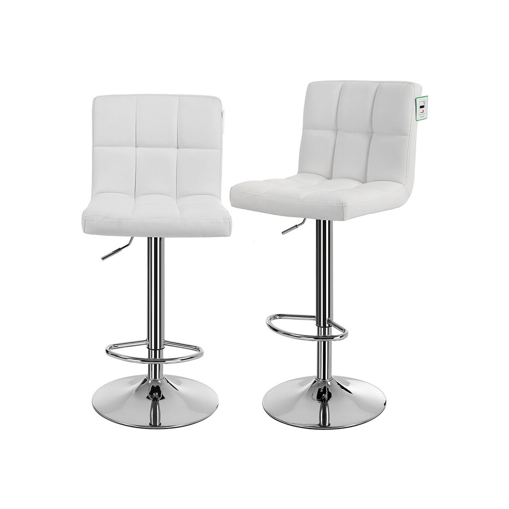 2 baro kėdžių rinkinys, baltos kaina ir informacija | Virtuvės ir valgomojo kėdės | pigu.lt
