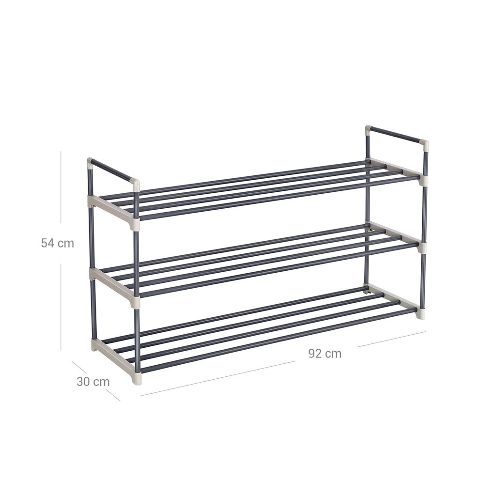 Metalinė batų spintelė 2 skyriai, pilkos spalvos kaina ir informacija | Batų spintelės, lentynos ir suolai | pigu.lt
