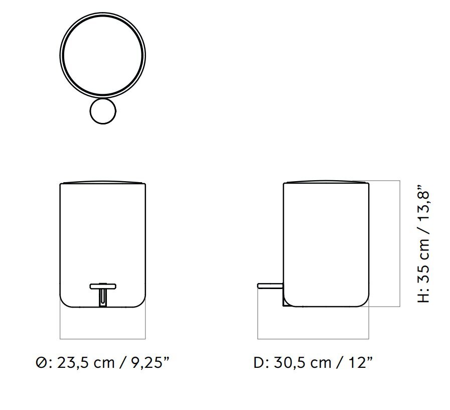 Šiukšliadėžė su pedalu Menu 4 Ltr. Ø23,5. H.35 cm, Juoda цена и информация | Šiukšliadėžės | pigu.lt