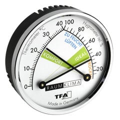 Analoginis termo-higrometras su metaliniu žiedu TFA 45.2024 kaina ir informacija | Meteorologinės stotelės, termometrai | pigu.lt