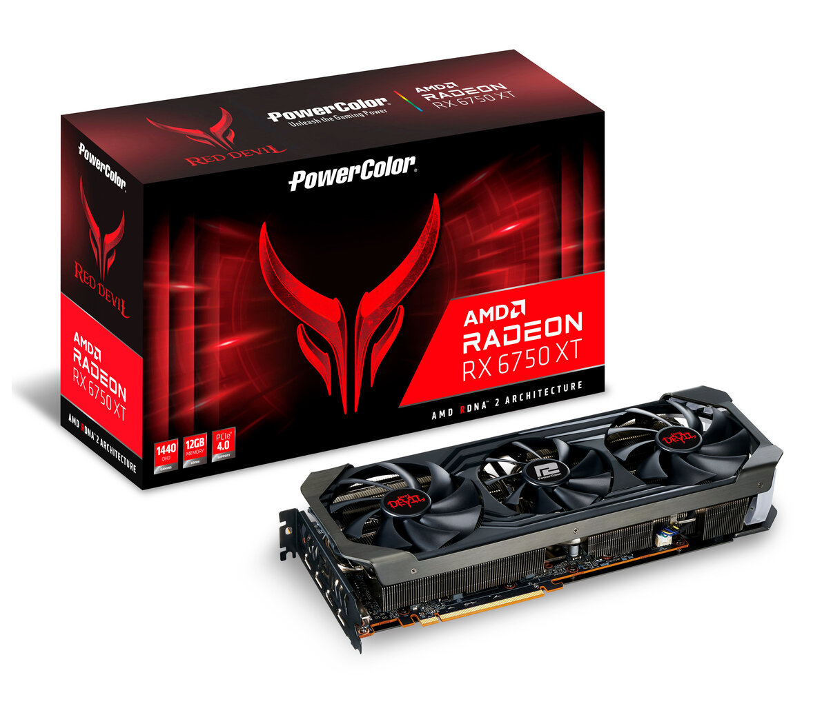 PowerColor Red Devil AXRX 6750XT 12GBD6-3DHE/OC graphics card AMD Radeon RX 6750 XT 12 GB GDDR6 kaina ir informacija | Vaizdo plokštės (GPU) | pigu.lt