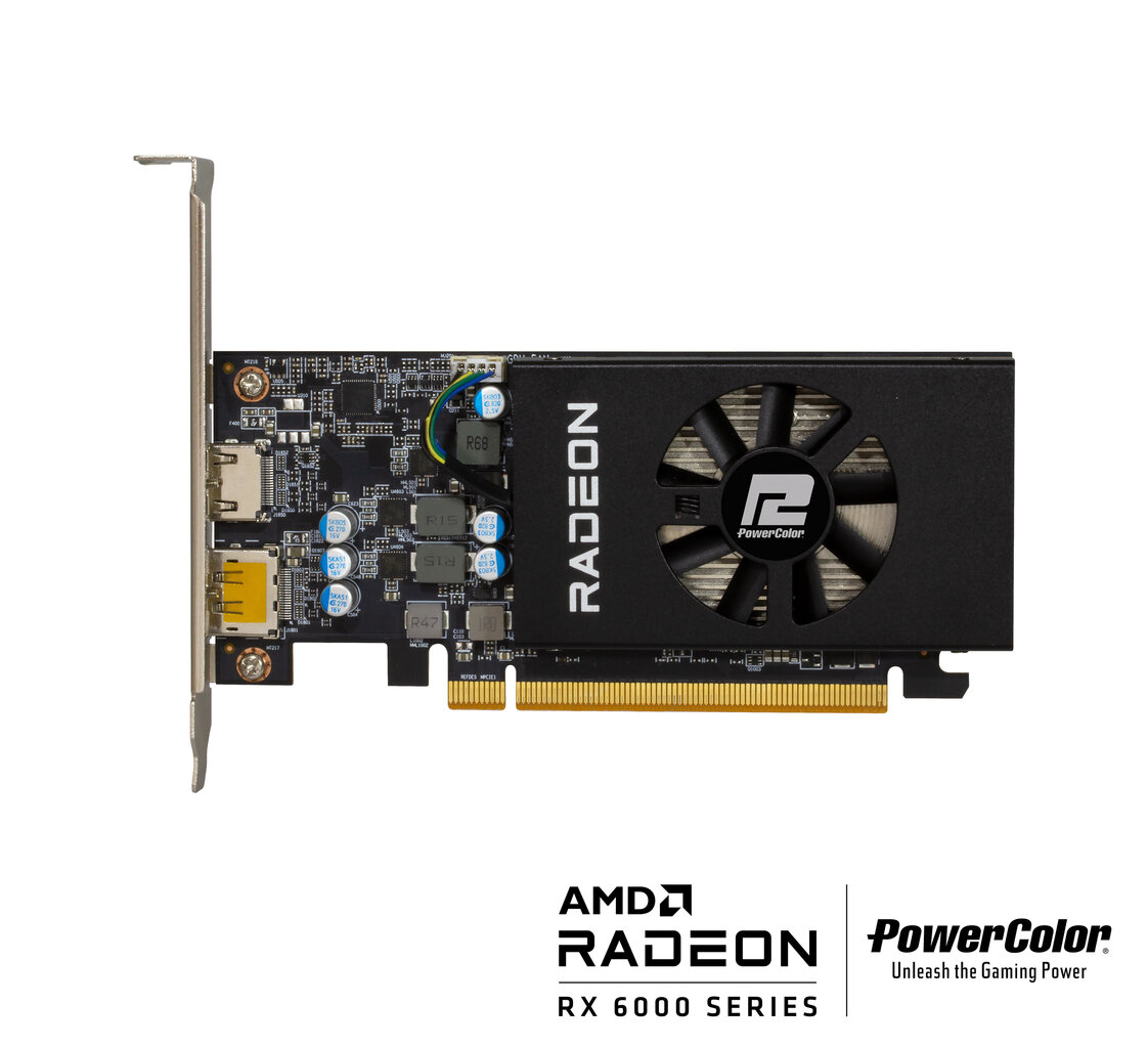 PowerColor AXRX 6400 LP 4GBD6-DH graphics card AMD Radeon RX 6400 4 GB GDDR6 kaina ir informacija | Vaizdo plokštės (GPU) | pigu.lt