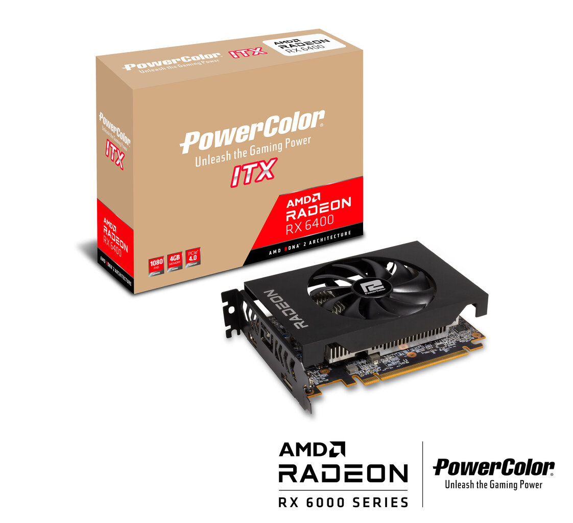 PowerColor AXRX 6400 4GBD6-DH graphics card AMD Radeon RX 6400 4 GB GDDR6 kaina ir informacija | Vaizdo plokštės (GPU) | pigu.lt