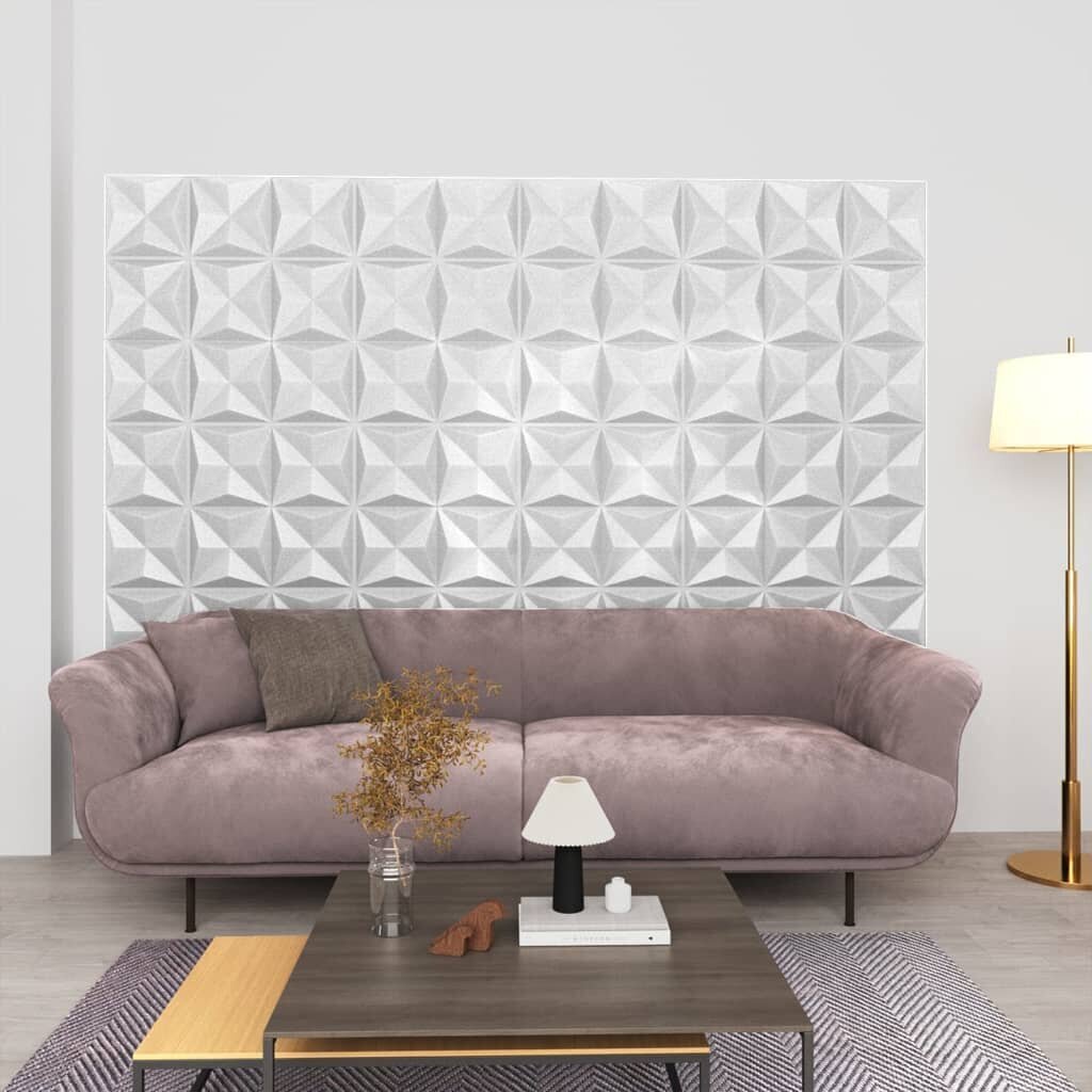 3D sienų plokštės, 48vnt., origami baltos, 50x50cm, 12m² kaina ir informacija |  Lubų, sienų dekoro elementai | pigu.lt