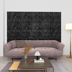 3D sienų plokštės, 48vnt., deimantų juodos, 50x50cm, 12m² цена и информация | Элементы декора для стен, потолка | pigu.lt