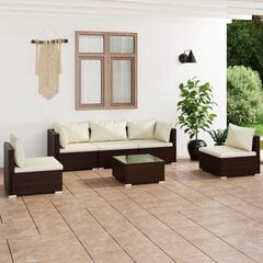 Садовый комплект мебели с подушками, 6 частей, коричневый цена и информация | Комплекты уличной мебели | pigu.lt