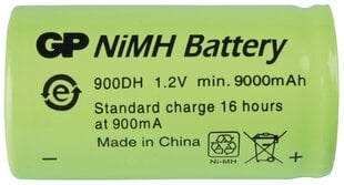 Аккумулятор GP 900DH 1,2 В 9000 мАч, D, 33,0 x 60,0 цена и информация | Батарейки | pigu.lt