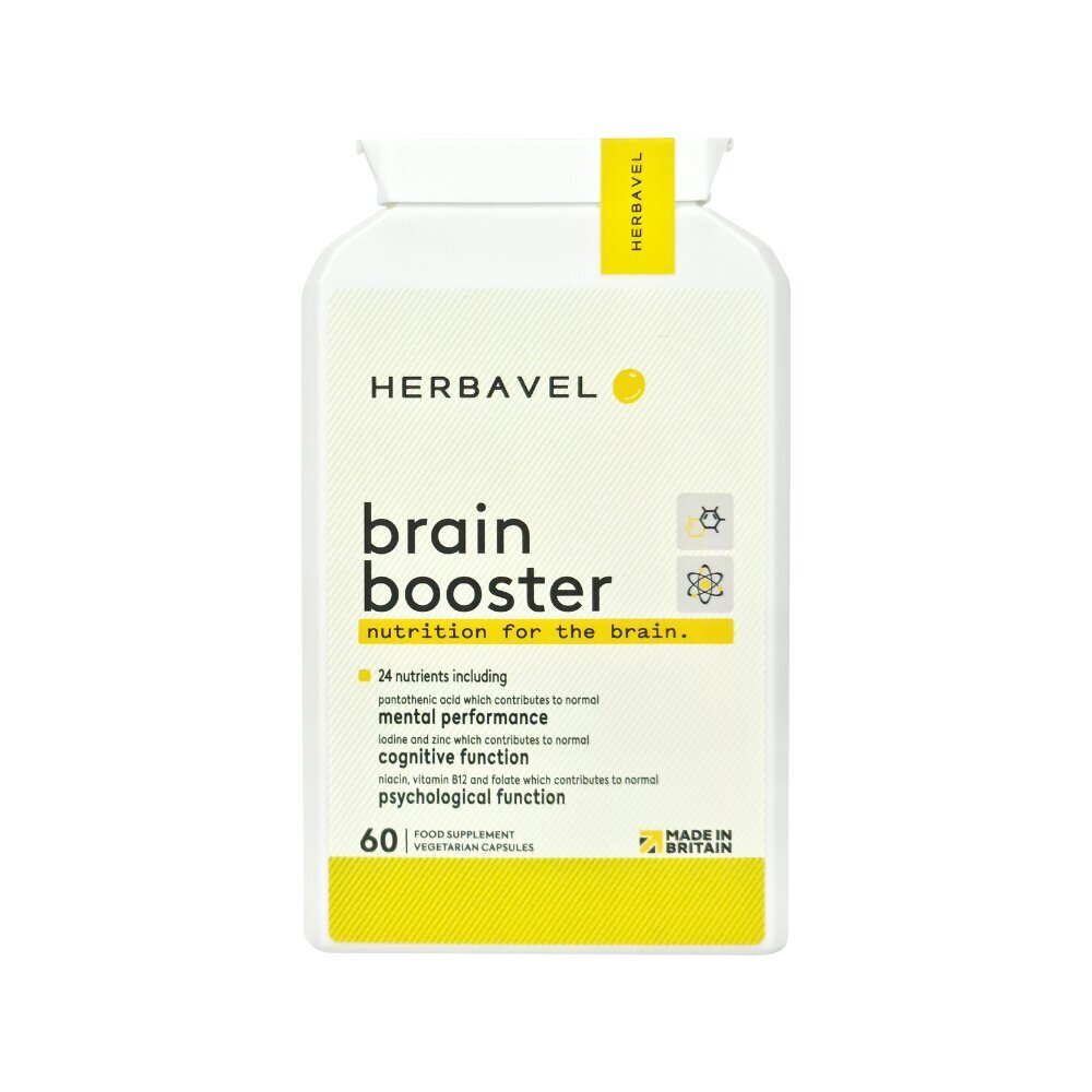 Maisto papildas Herbavel Brain Booster, 60 kapsulių kaina ir informacija | Vitaminai, maisto papildai, preparatai gerai savijautai | pigu.lt