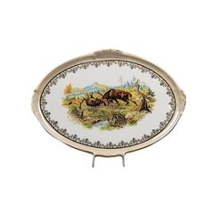 Serviravimo lėkštė, Medžioklė (elniai) smėlio spalvos iš Queens Crown. Dydis 36x26 cm. kaina ir informacija | Indai, lėkštės, pietų servizai | pigu.lt