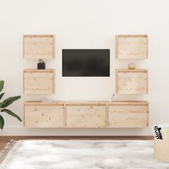 vidaXL Televizoriaus spintelės, 7vnt., pušies medienos masyvas kaina ir informacija | TV staliukai | pigu.lt