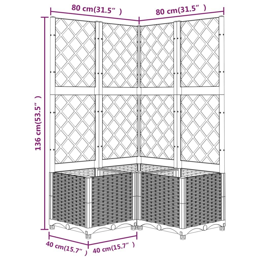 Sodo lovelis su treliažu vidaXL, 80x80x136cm kaina ir informacija | Loveliai | pigu.lt