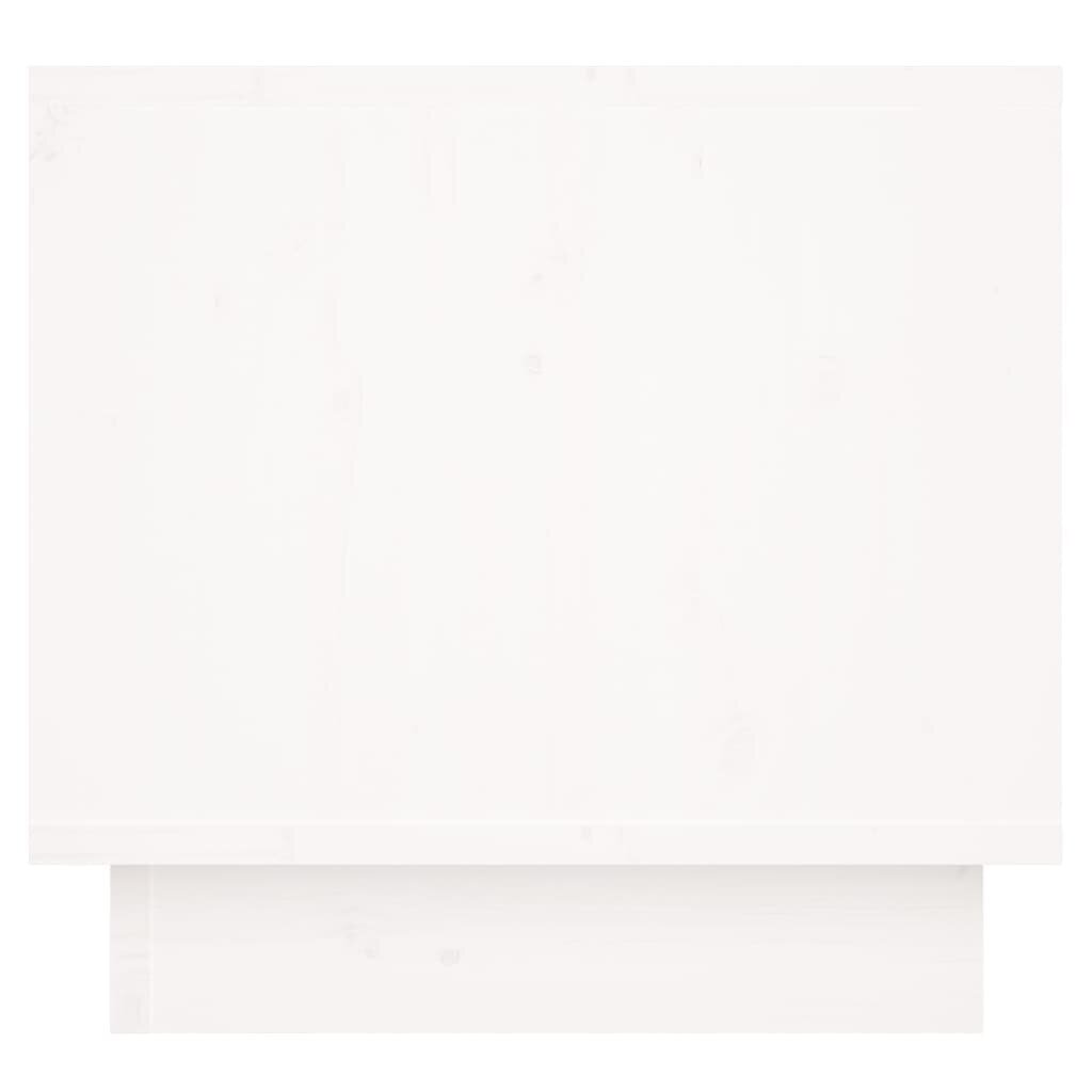 vidaXL Naktinė spintelė, balta, 35x34x32cm, pušies medienos masyvas kaina ir informacija | Spintelės prie lovos | pigu.lt