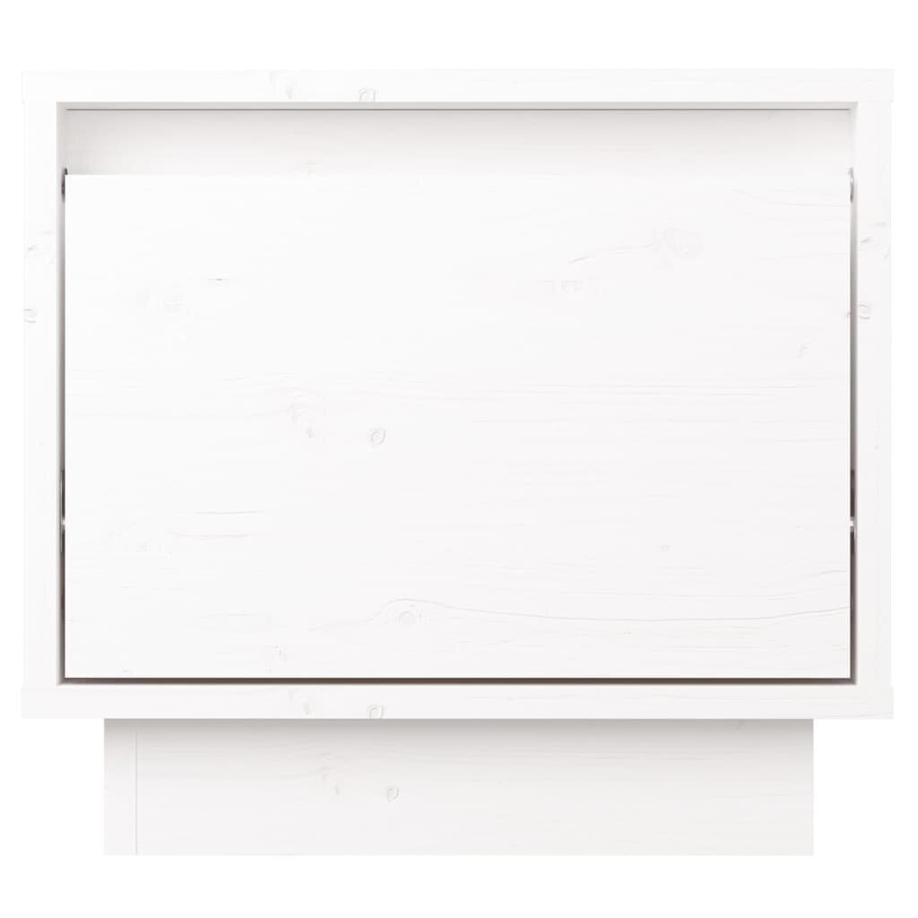 vidaXL Naktinė spintelė, balta, 35x34x32cm, pušies medienos masyvas kaina ir informacija | Spintelės prie lovos | pigu.lt