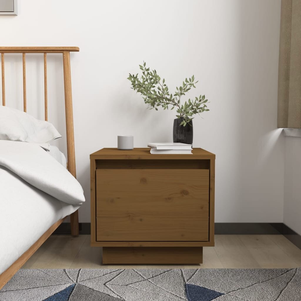 vidaXL Naktinės spintelės, 2vnt., medaus rudos, 35x34x32cm, pušis kaina ir informacija | Spintelės prie lovos | pigu.lt