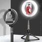 LED selfie lazda - stovas su žiedine lempa ir Bluetooth pultu kaina ir informacija | Asmenukių lazdos (selfie sticks) | pigu.lt
