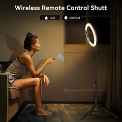 LED žiedinė lempa selfie nuotraukoms ir stovas, 192cm, šviesa blogeriams kaina ir informacija | Fotografijos apšvietimo įranga | pigu.lt