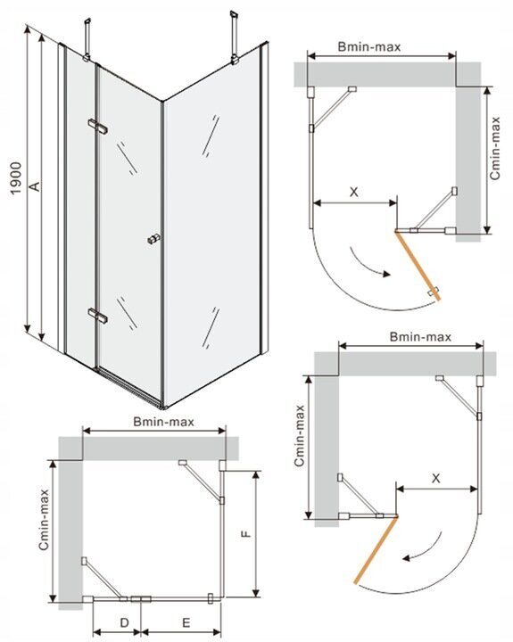 Dušo kabina Mexen Roma su padėklu ir sifonu, Black+White/Black, 80x70,80,90,100,110,120 cm kaina ir informacija | Dušo kabinos | pigu.lt