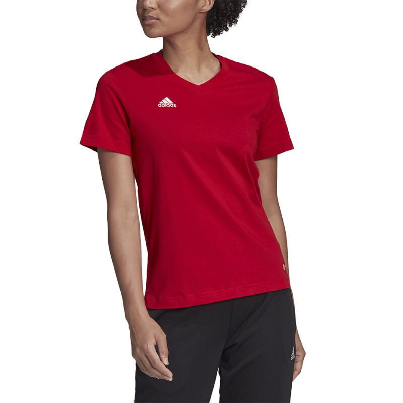 Marškinėliai moterims Adidas Entrada 22 Tee W HC0441, raudoni цена и информация | Marškinėliai moterims | pigu.lt