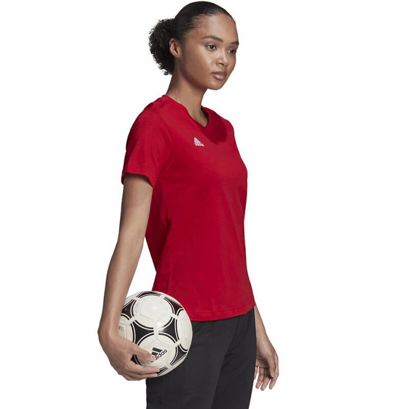 Marškinėliai moterims Adidas Entrada 22 Tee W HC0441, raudoni цена и информация | Marškinėliai moterims | pigu.lt